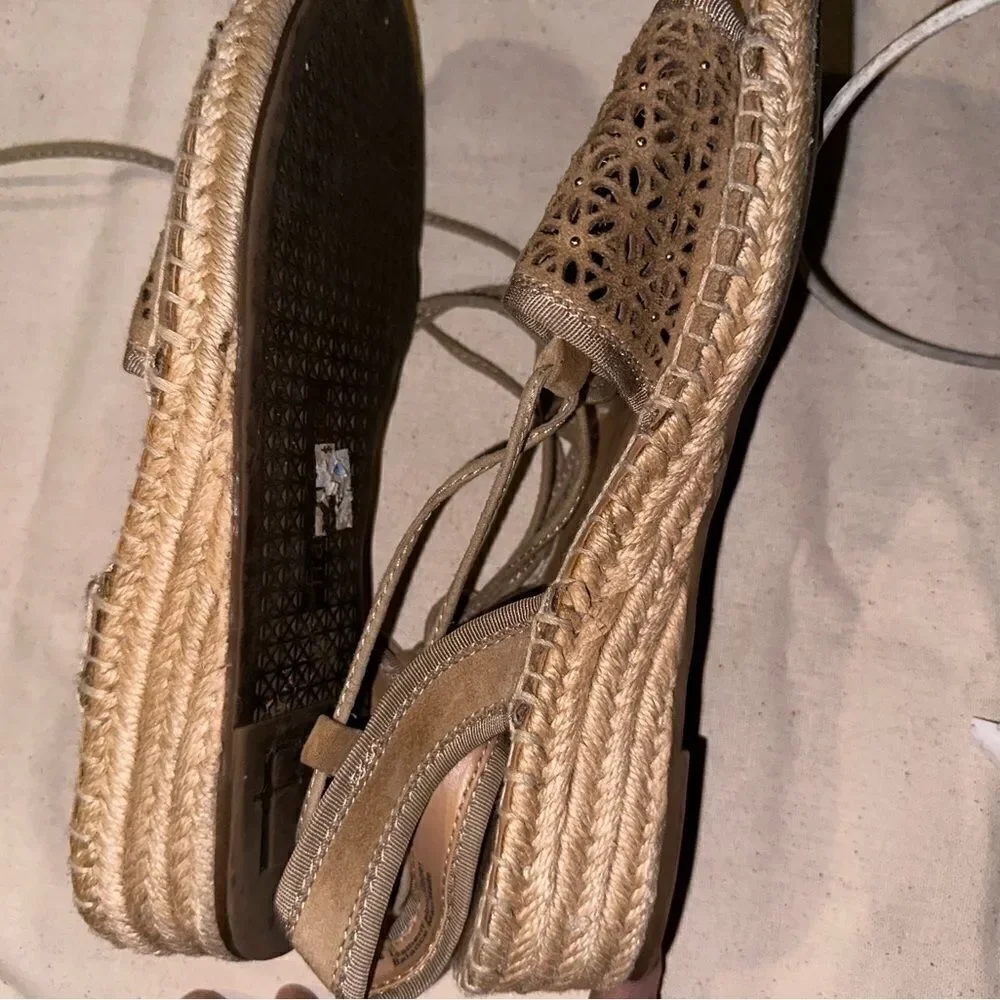 🌿 Franco Sarto “Libby” Espadrille Wedge Sandals - Taupe | Size 8.5
